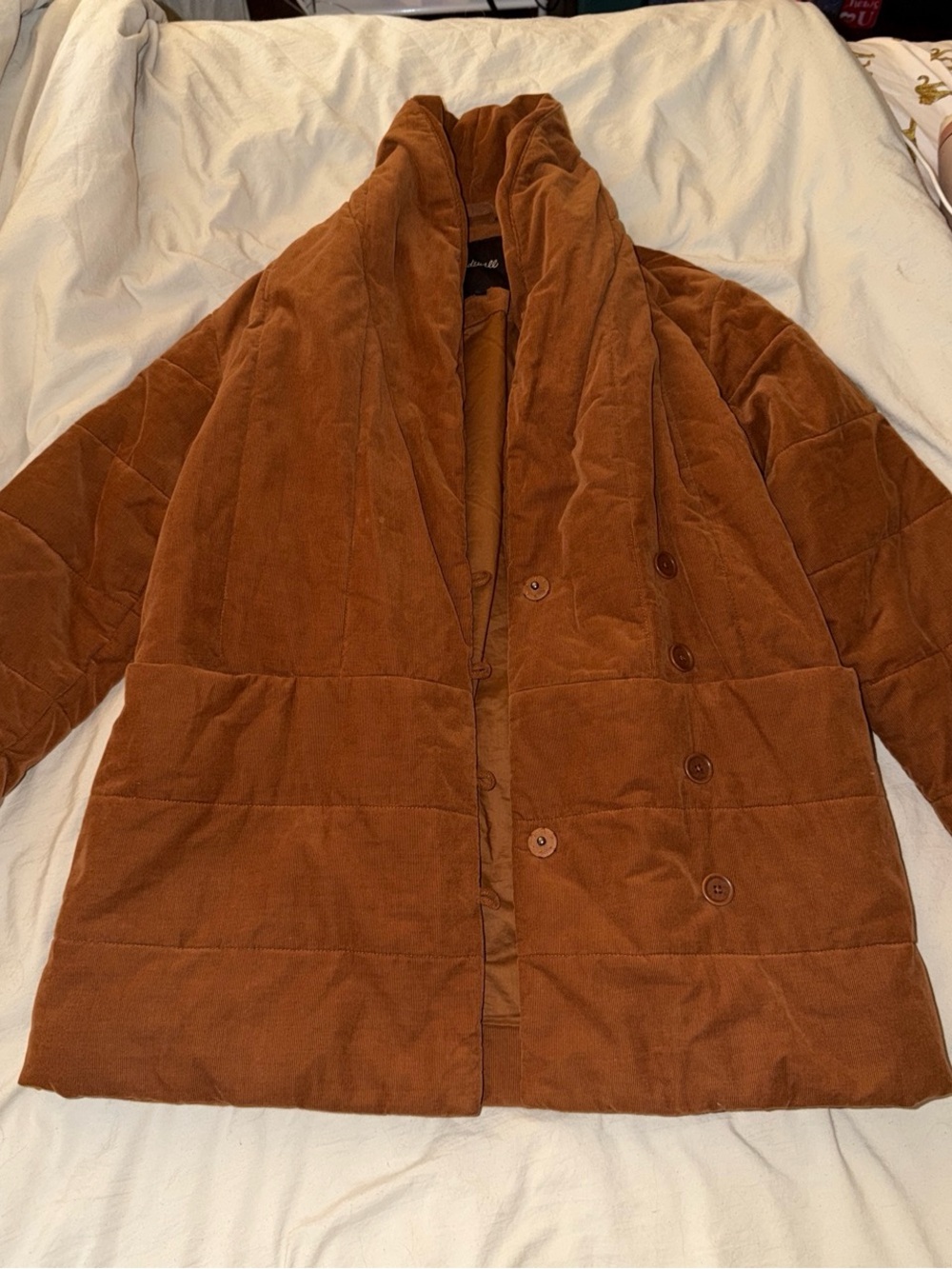 Madewell Corduroy Quilted Shawl-Collar Jacket in Rust